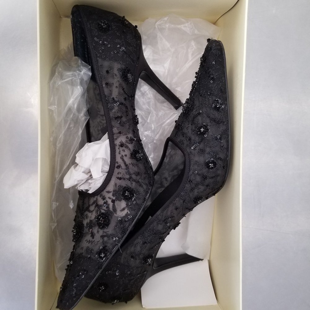 Lord and Taylor Black Mesh/Sequin Heels Size 7M